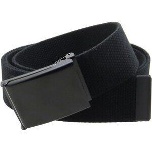 Canvas Web Belt Flip-Top Black Buckle/Tip Solid Color 50" Long 1.5" Wide